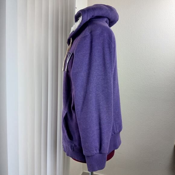 Old Navy Cozy Hoodie in Purple Majesty XXL full zip fleece faux fur sequin logo - Picture 3 of 14